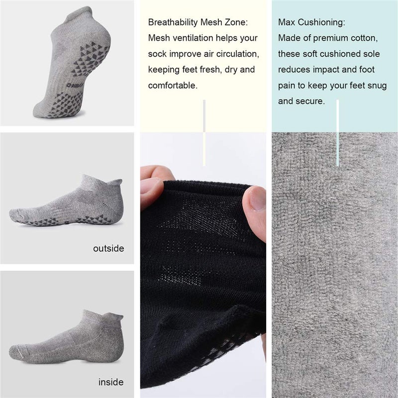 Hylaea Unisex Non Slip Socks with Grip for Yoga, Hospital, Pilates, Barre | Ankle, Cushioned - Image 3